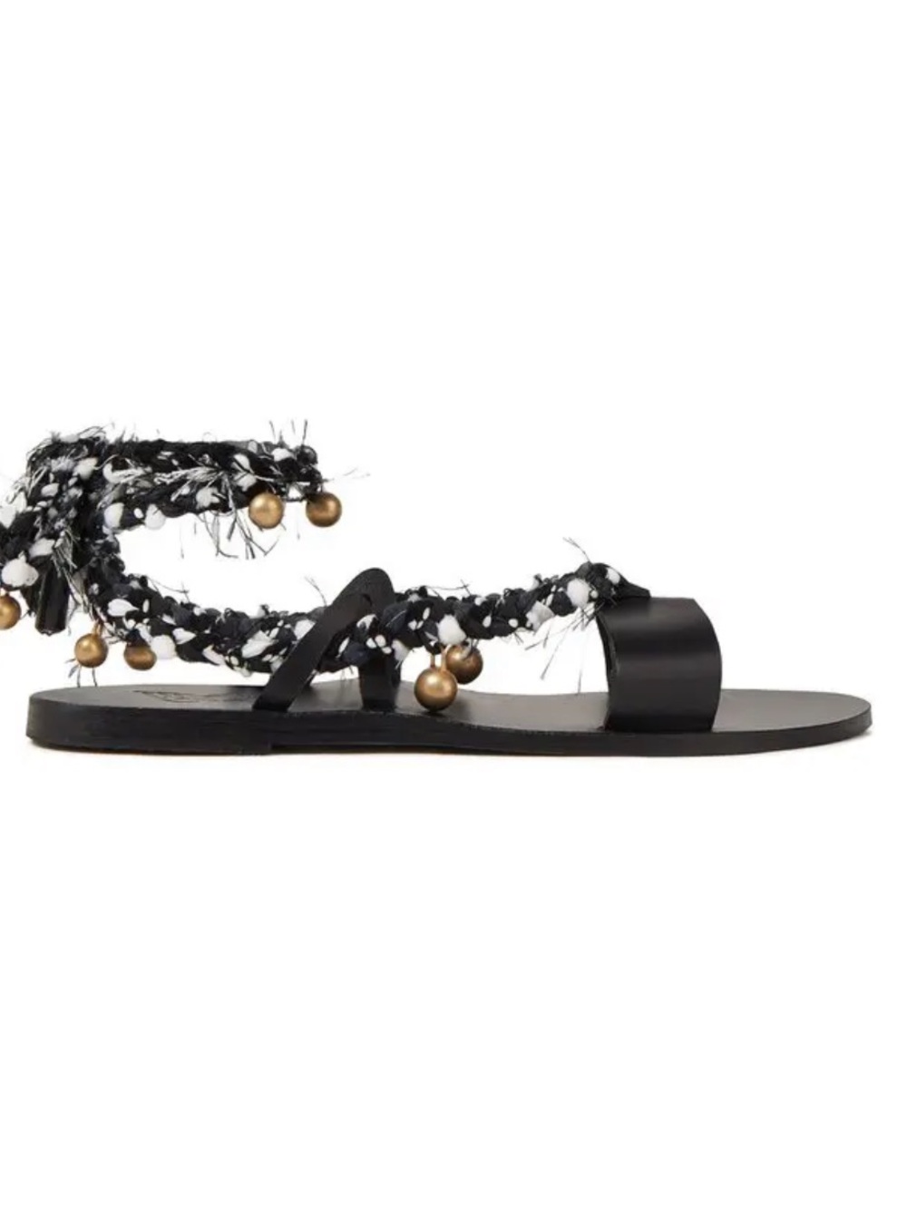 Ancient Greek Sandals Atropos Lachesis Black White Braided Gladiator 38 / 9 NIB